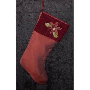 Poinsettia Christmas Stocking Beautiful Deep Rich Color Tones